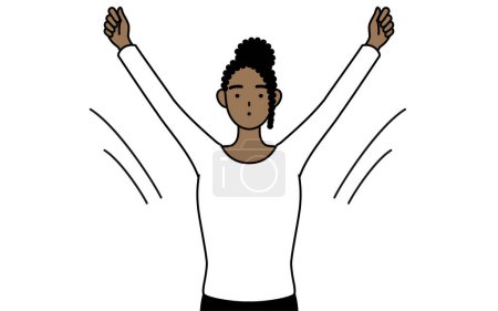 Téléchargez les illustrations : Femme afro-américaine faisant de la radio-calisthénique, préparation à la prévention des accidents, Illustration vectorielle - en licence libre de droit