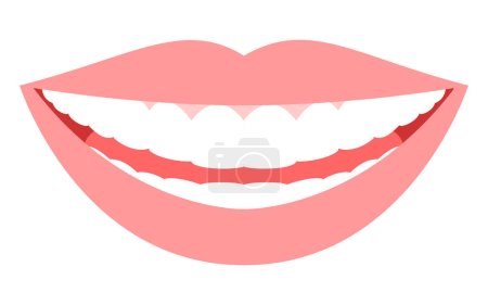 Dental, Ilustración de imagen de dientes sanos y limpios, labios y dientes blancos, Vector Illustration