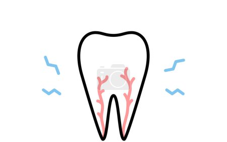 Illustration for Dental: image icons of toothache and wisdom teeth, simple line drawing, Vector Illustration - Royalty Free Image