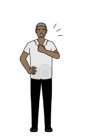 Illustration for African senior man tapping his chest, Vector Illustration - Royalty Free Image