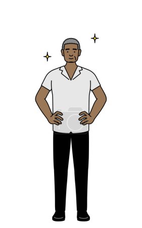 Illustration for African senior man with his hands on his hips, Vector Illustration - Royalty Free Image