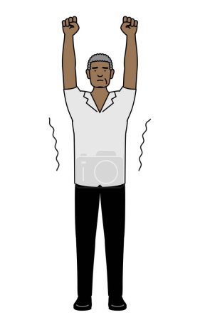 Illustrazione per Uomo anziano africano allungamento e in piedi alto, Vector Illustrazione - Immagini Royalty Free