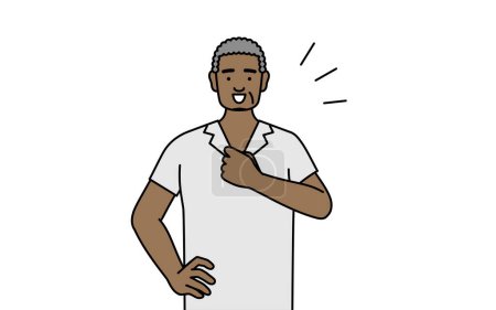 Illustration for African senior man tapping his chest, Vector Illustration - Royalty Free Image