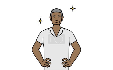 Illustration for African senior man with his hands on his hips, Vector Illustration - Royalty Free Image