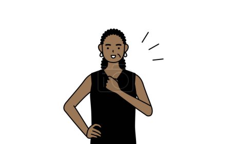 Ilustración de Mujer mayor afroamericana golpeando su pecho, Vector Illustration - Imagen libre de derechos