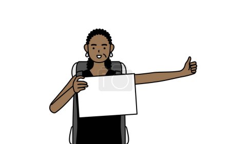 Ilustración de Mujer mayor afroamericana haciendo autostop con una sonrisa, Vector Illustration - Imagen libre de derechos