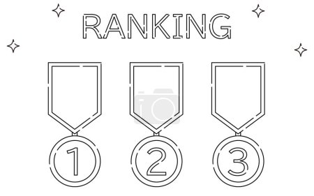 Illustration for Simple ranking medal badge icon set, 1st to 3rd place, Vector Illustration - Royalty Free Image
