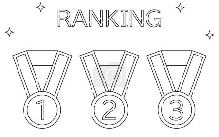 Illustration for Simple ranking medal badge icon set, 1st to 3rd place, Vector Illustration - Royalty Free Image