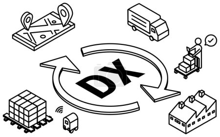 Illustration for Image of logistics system and DXingSimple isometric illustration - Royalty Free Image