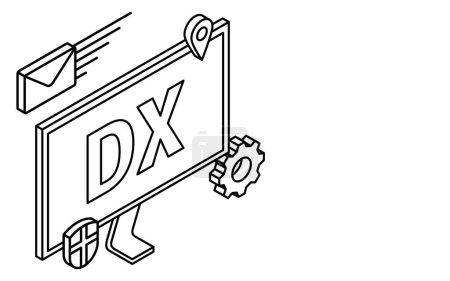 Illustration for IT, DX image, simple computer monitor and IT icon, isometric - Royalty Free Image