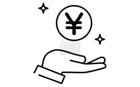 Illustration for Japanese yen investment icon, simple line drawing illustration - Royalty Free Image