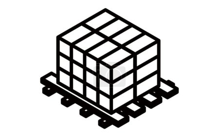 Ilustración isométrica simple de cargas en paletas, logística, distribución, etc..