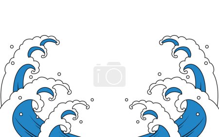 Ilustración de Dibujo de línea simple de fondo de onda japonesa, ondas ásperas, ilustración vectorial - Imagen libre de derechos