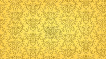 Téléchargez les illustrations : Seamless Pattern Backgrounds, Islamic Arabesque Pattern (Lines Only, Yellow Background), Vector Illustration - en licence libre de droit