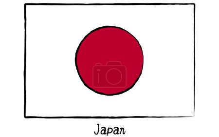 Bandera del mundo dibujada a mano analógica, Japón, Vector Illustration