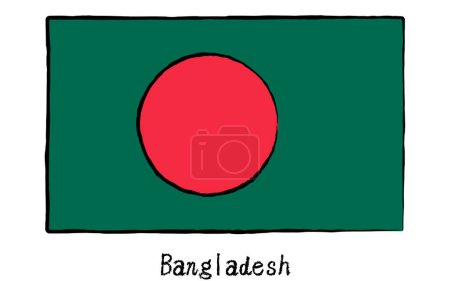 Bandera mundial dibujada a mano analógica, Bangladesh, Vector Illustration