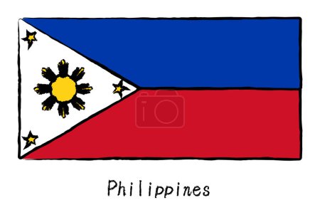 Bandera mundial dibujada a mano analógica, Filipinas, Vector Illustration