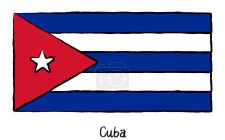 Analog hand-drawn world flag, Cuba, Vector Illustration