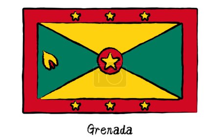 Illustration for Analog hand-drawn world flag, Grenada, Vector Illustration - Royalty Free Image