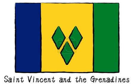 Illustration for Analog hand-drawn style World Flag, St. Vincent and the Grenadines, Vector Illustration - Royalty Free Image