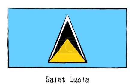 Analog hand-drawn style World Flag, St. Lucia, Vector Illustration
