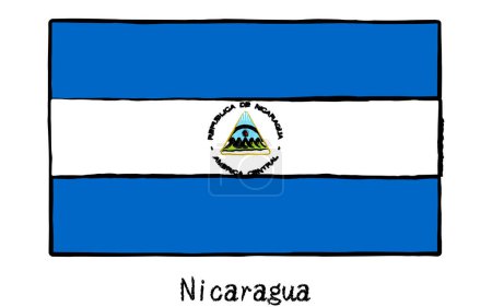 Analog hand-drawn world flag, Nicaragua, Vector Illustration