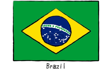 Analog hand-drawn world flag, Brazil, Vector Illustration
