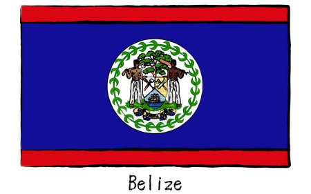 Analog hand-drawn world flags, Belize, Vector Illustration