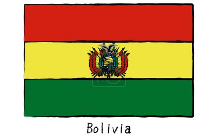 Analog hand-drawn world flag, Bolivia, Vector Illustration