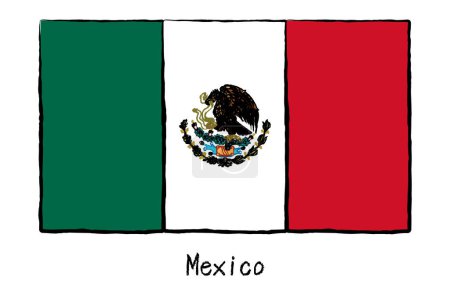 Analog hand-drawn world flag, Mexico, Vector Illustration