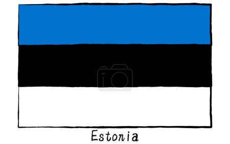 Analoge handgezeichnete Weltflagge, Estland, Vektorillustration