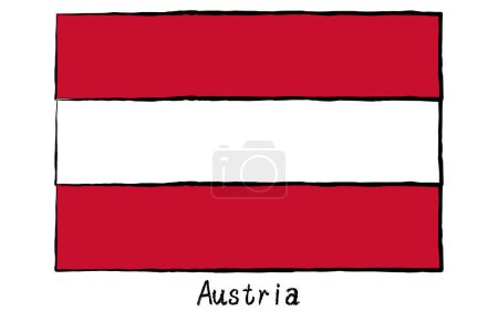 Ilustración de Bandera del mundo dibujada a mano analógica, Austria, Vector Illustration - Imagen libre de derechos