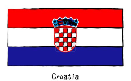 Analog hand-drawn world flag, Croatia, Vector Illustration