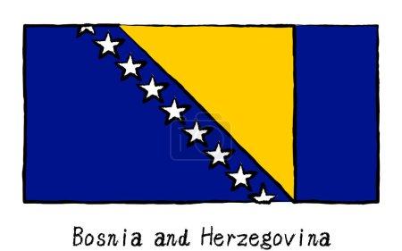 Estilo analógico dibujado a mano Bandera del Mundo, Bosnia y Herzegovina, Vector Illustration