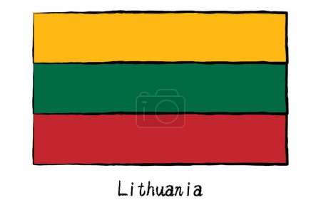 Analog hand-drawn world flag, Lithuania, Vector Illustration