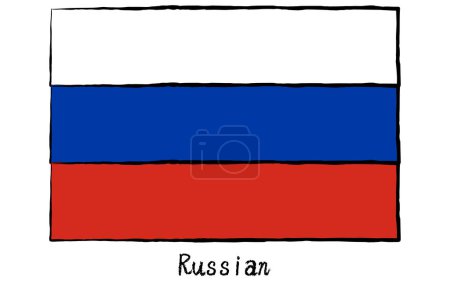 Analog hand-drawn world flag, Russia, Vector Illustration