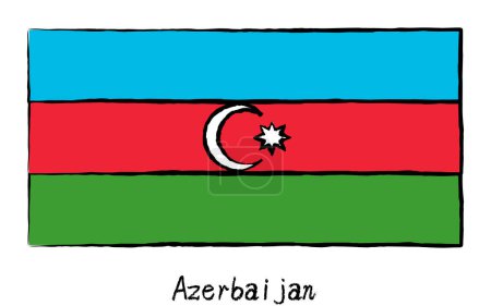 Analoge handgezeichnete Weltflagge, Aserbaidschan, Vektorillustration
