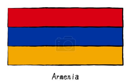 Analoge handgezeichnete Weltflagge, Armenien, Vektorillustration