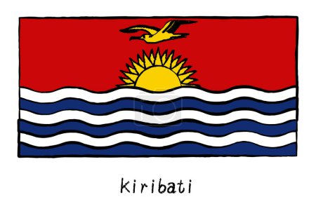 Analog hand-drawn style World Flag, Kiribati, Vector Illustration