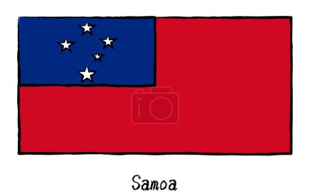 Analog hand-drawn world flag, Samoa, Vector Illustration