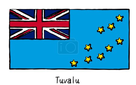 Illustration for Analog hand-drawn world flag, Tuvalu, Vector Illustration - Royalty Free Image
