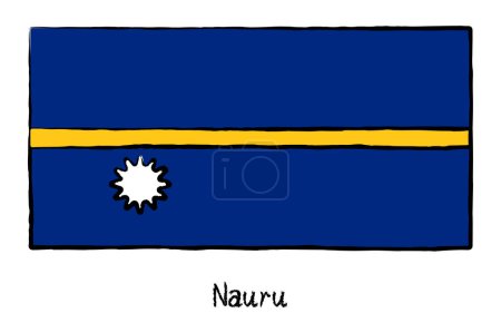 Bandera del mundo dibujada a mano analógica, Nauru, Vector Illustration