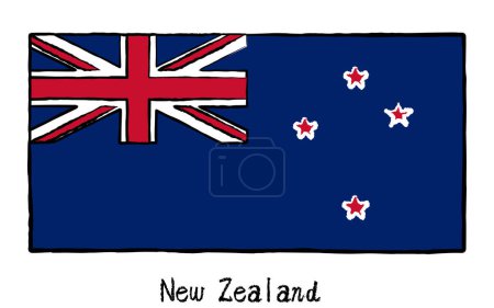Analog hand-drawn world flag, New Zealand, Vector Illustration