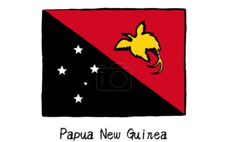 Illustration for Analog hand-drawn world flag, Papua New Guinea, Vector Illustration - Royalty Free Image