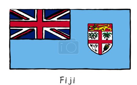 Analog hand-drawn world flag, Fiji, Vector Illustration