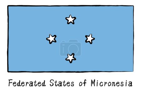 Bandera mundial dibujada a mano analógica, Estados Federados de Micronesia, Vector Illustration