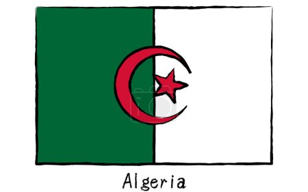 Analog hand-drawn world flag, Algeria, Vector Illustration
