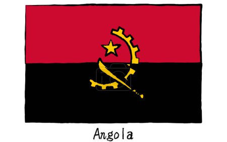 Analog hand-drawn world flag, Angola, Vector Illustration