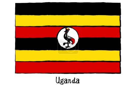 Analog hand-drawn world flag, Uganda, Vector Illustration