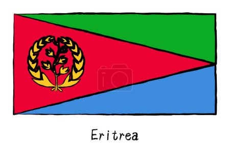 Analog hand-drawn world flag, Eritrea, Vector Illustration